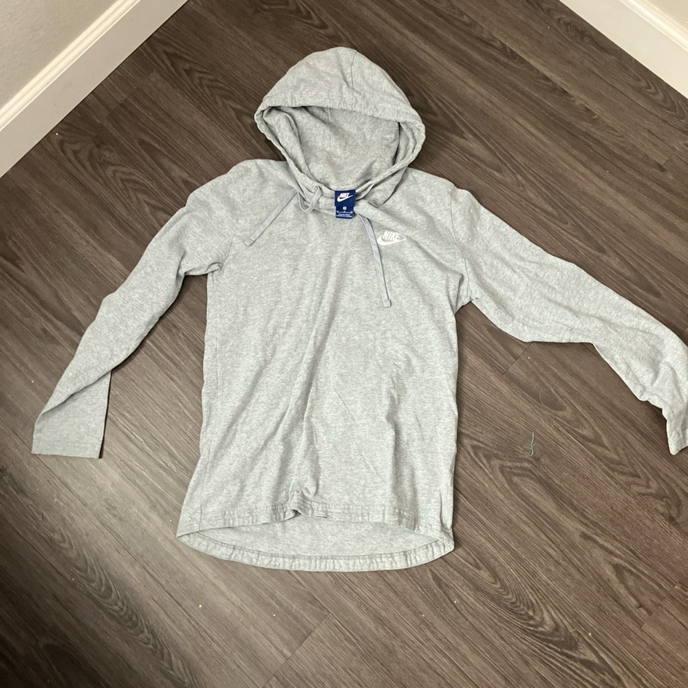 Vintage Nike Men's Light Gray Hoodie Sweater